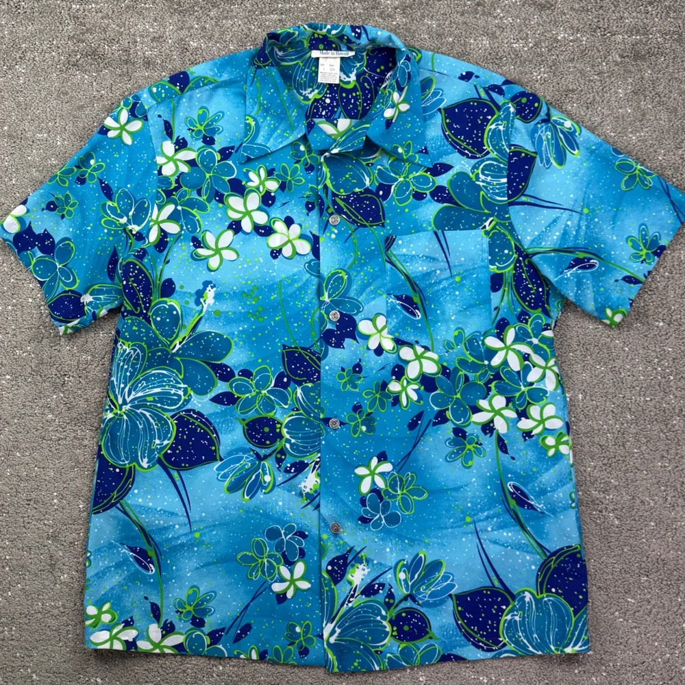 Vintage 70s GVH HawaiiPrint Hawaiian Aloha Shirt Made Hawaii Mens L Tropical - Picture 2 of 8